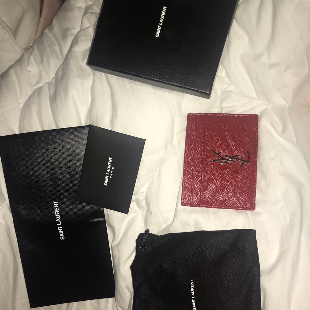 Authentic saint laurent monogram card case